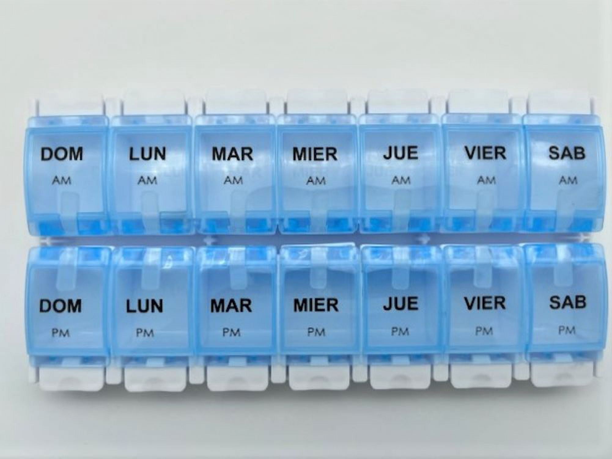 Spanish Large Pill Organizer 7 Day, Twice a Day, AM PM Weekly Pill Case ...