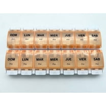 Spanish Large Pill Organizer 7 Day, Twice a Day, AM PM Weekly Pill Case Organizer, Once a Day, Large Pill Box Holder Dispenser