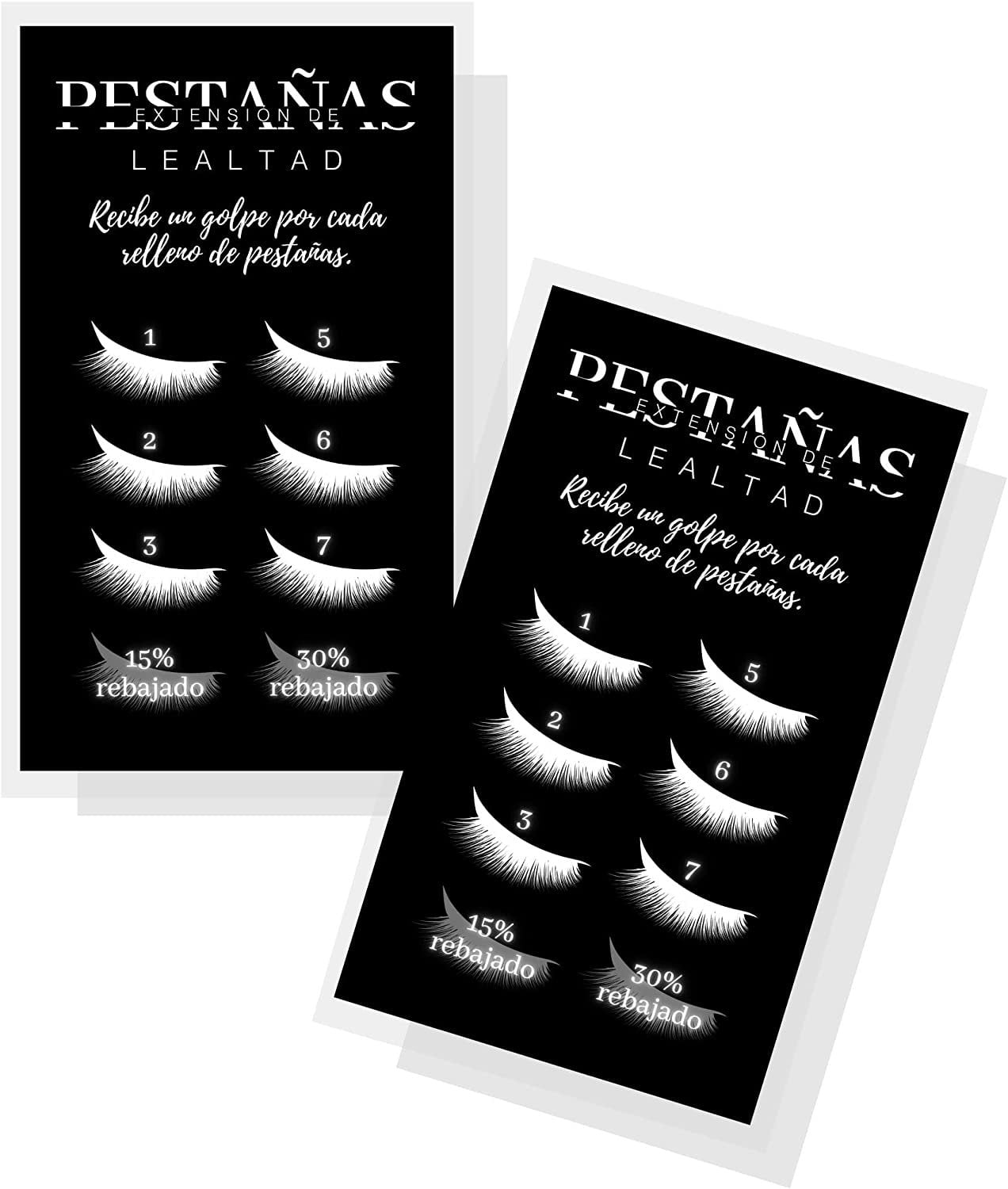 Spanish Lash Aftercare Loyalty Punch Cards 50pk Tarjetas de fidelizacin ...