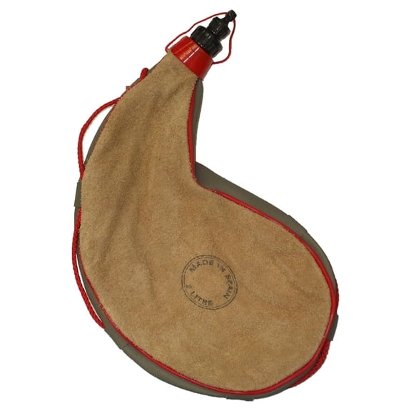 Spanish Leather Wine Bota 2L Waterskin Canteen Flask, Traditional Drink Pouch for Wine or Water