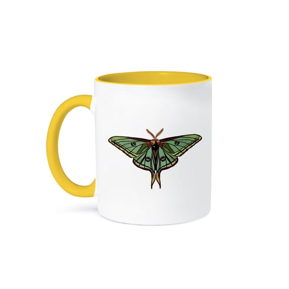 Spanish Luna Moth, 15oz Two-Tone Yellow Mug