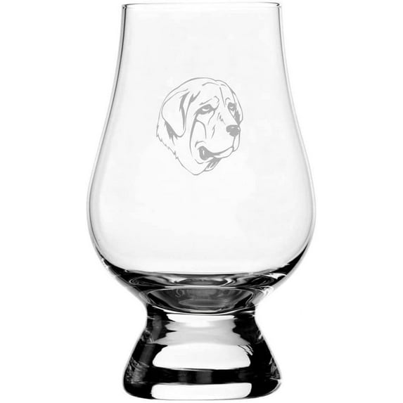 Spanish Mastiff Dog Themed Etched 6.5oz Glencairn Whisky Glass