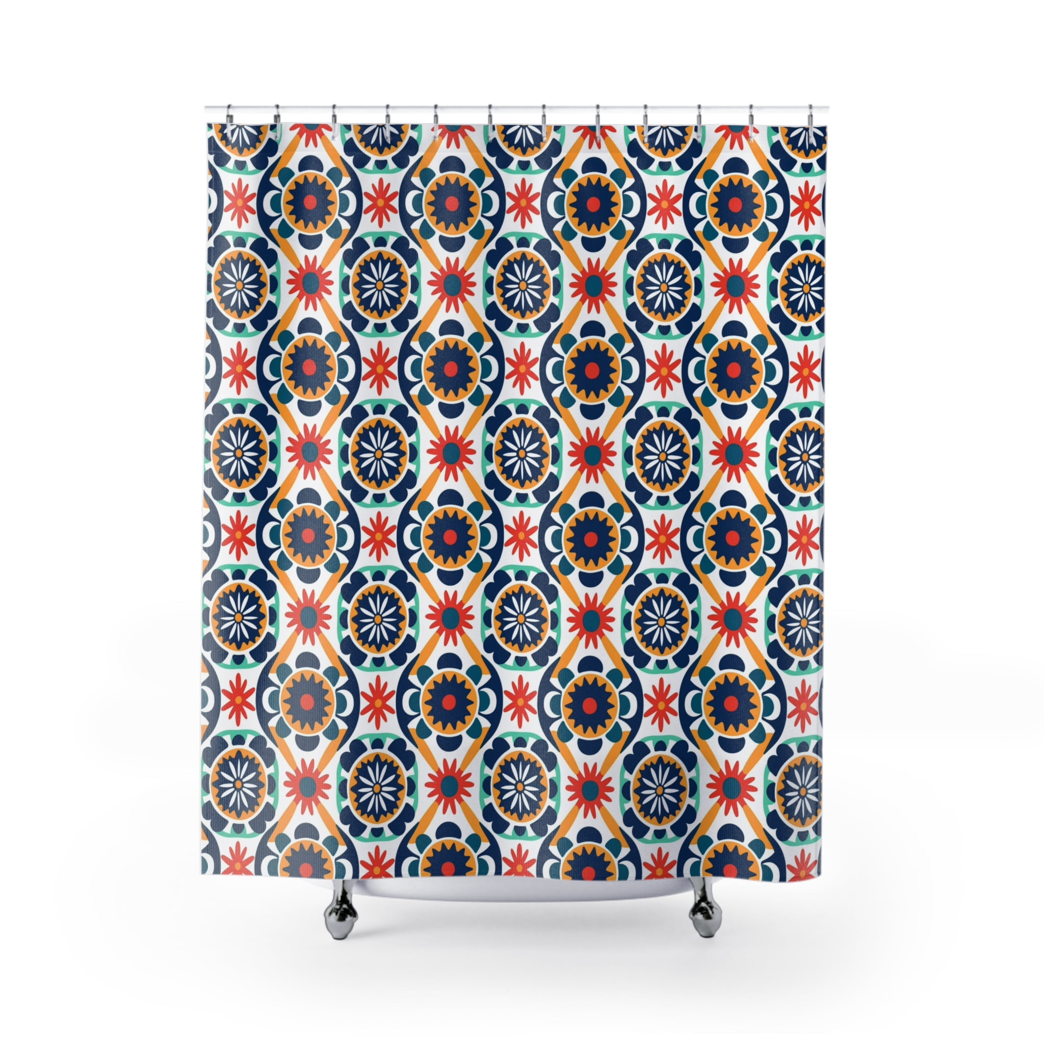 Spanish Mexican Tile Pattern Shower Curtain Vibrant Shower Curtain