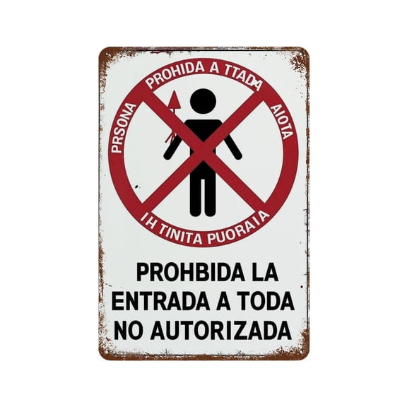 Spanish-No-Unauthorized-Entry-Prohibition-Warning_03 Vintage Iron Art Metal Tin Sign Poster Modern Home Decor Retro Posters Coffee Club Bar Shop Decorations Style 30x20cm