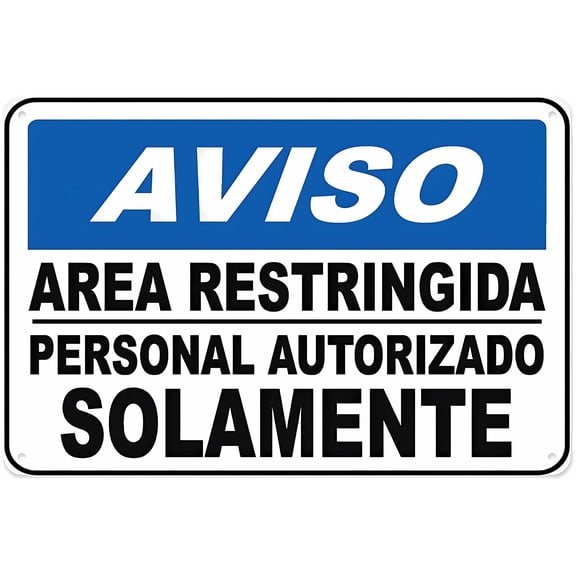 Spanish Notice Authorized Personnel Only Sign 8"x12" - Aluminum Tin Warning for Home Outdoor Garden, Durable Spanish Security Decor
