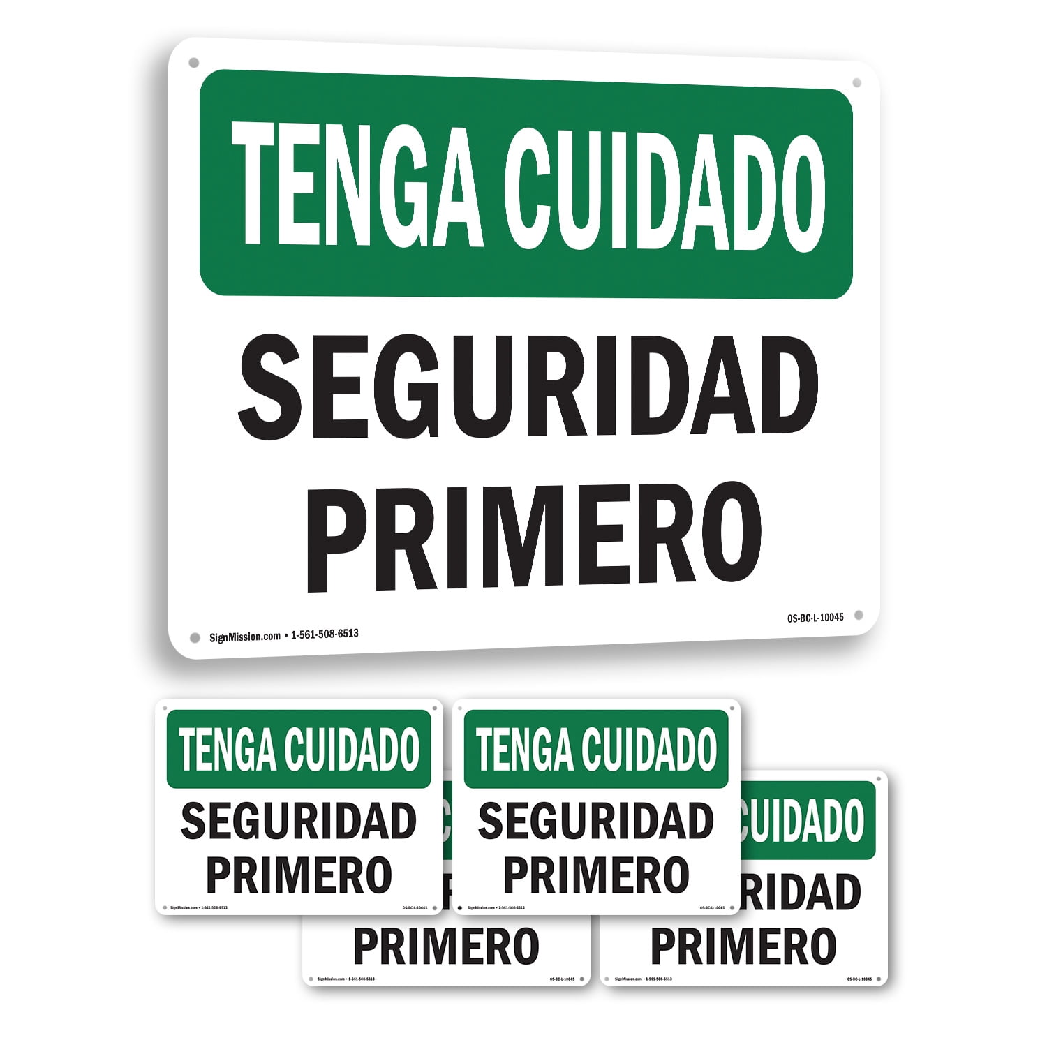Spanish OSHA Be Careful Rigid Plastic Sign 24 Inch x 18 Inch - 5 Pack ...