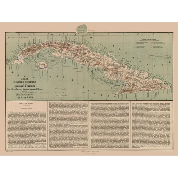 Historic Map - Spanish Oversees Possession - Valverde 1880 - 30.70 x 23 - Vintage Wall Art