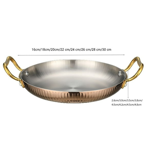 Spanish Paella Pan, Hand-Hammered Paella Cooking Pan with Two Riveted Handles Seafood Snack Plate for Kitchen Restaurant
