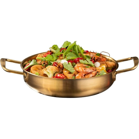 Spanish Paella Pan With Double Riveted Handles, Heavy-Duty Stainless Steel Grill Pan Cooking Pot For Rice Or Stir Frys[Energy Class A]