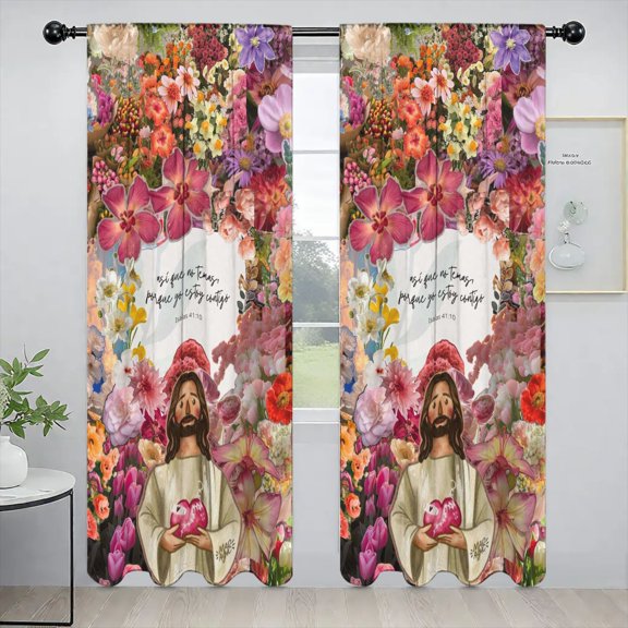 Spanish Scripture God Is With You Custom Window Curtains 52 x 84 Inch Set of 2 Panels