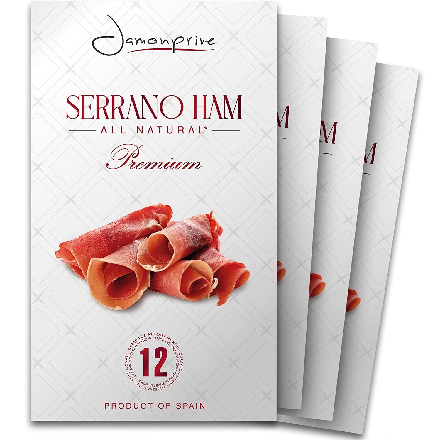 Spanish Serrano Ham Sliced Cured Pork Ham (12 oz) Container Vacuum