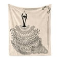 thumbnail image 1 of Spanish Soft Flannel Fleece Blanket, Back View of a Flamenco Performer Woman in Classic Historical Costume Pattern, Cozy Plush for Indoor and Outdoor Use, 50" x 70", Black Eggshell, by Ambesonne, 1 of 5