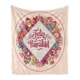thumbnail image 1 of Spanish Soft Flannel Fleece Blanket, Christmas Elements and Celebration Theme Feliz Navidad Message in Spanish Language, Cozy Plush for Indoor and Outdoor Use, 50" x 60", Multicolor, by Ambesonne, 1 of 5