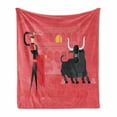 thumbnail image 1 of Spanish Soft Flannel Fleece Blanket, Computer Art Featured Matador with the Bull in Arena Traditional Entertainment, Cozy Plush for Indoor and Outdoor Use, 60" x 80", Pink Multicolor, by Ambesonne, 1 of 6