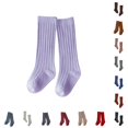 thumbnail image 1 of Spanish Style Kids Ribbed Knee‑High Socks, Solid Color Popular Mid‑Long Calf Socks, Soft Stretch Baby Toddler Student Socks for Daily Sports Casual Wear, 1 of 3