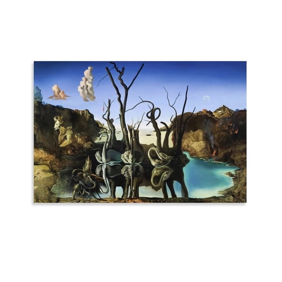 Spanish Surrealist Artist Salvador Dalí Reflections of Elephants Poster Canvas Wall Art Prints Poster Gifts Photo Picture Painting Posters Room Decor Home Decorative 12x18inch(30x45cm)
