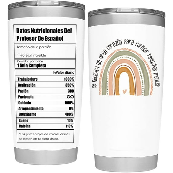 Spanish Teacher Gifts Coffee Mug - Se Necesita Un Gran Corazón Para Formar Pequeñas Mentes Cute Idea for Appreciation Week, Thank You, Birthday | 20oz White