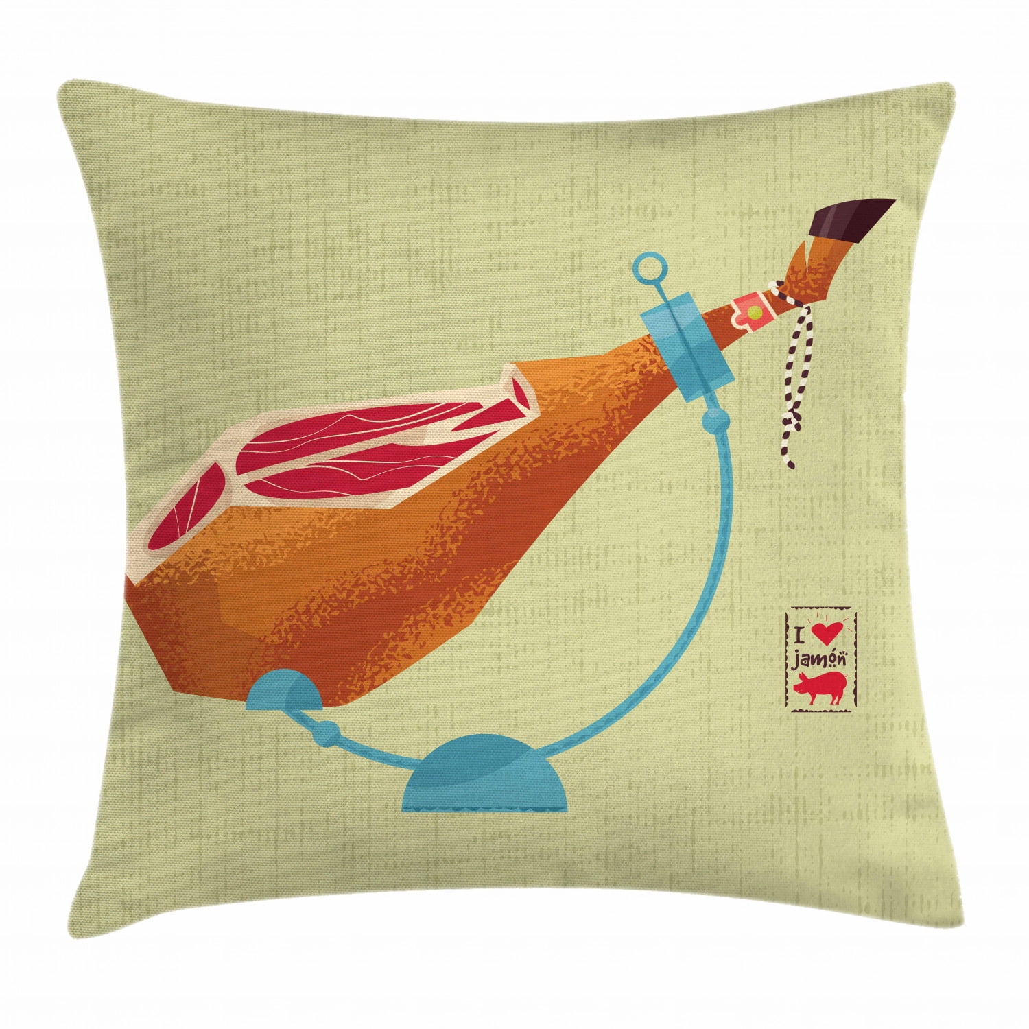 Spanish Throw Pillow Cushion Cover, DryCured Spanish Ham Traditional