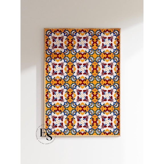 Spanish Tile, Moroccan Tile, Moroccan Wall Art, Tile Art, Wall Art Mosaic Tile, Pattern Wall Art, Wall Art, Modern Wall Decor, 8x12 UNFRAMED