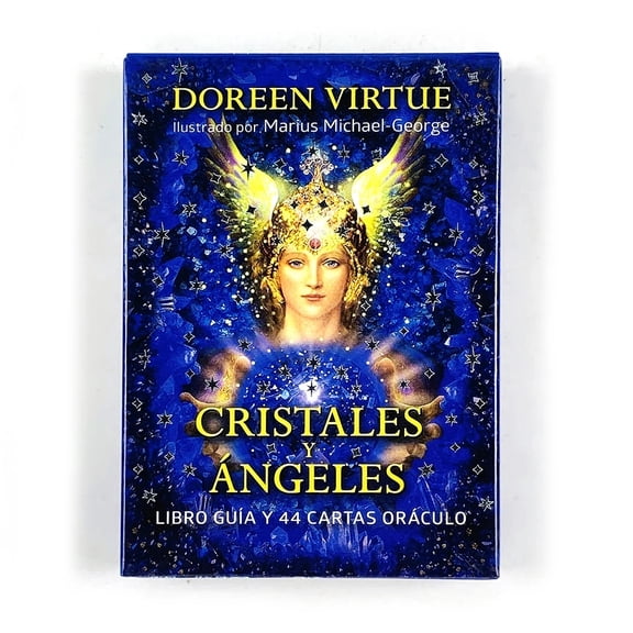Spanish Version Crystals Angel Oracle Cards 44 Cards Deck 10.4*7.4cm Fate Divination Meditation Board Game Cards Game