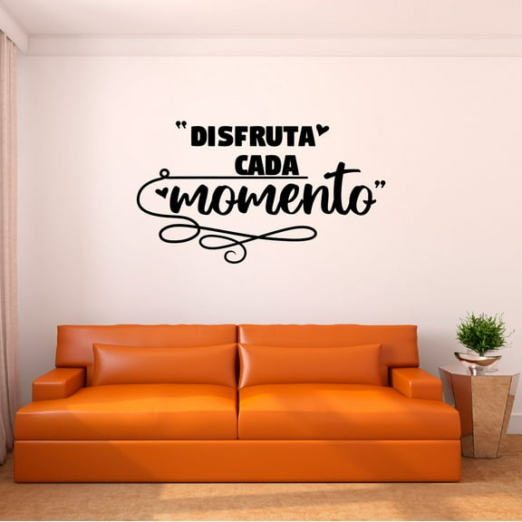 Spanish Wall Decals for Care Taker Daycare - Disfruta cada Momento Enjoy Every Moment Inspirational Quote in Spanish Home Wall Sticker - Size: 40 In x 24 In
