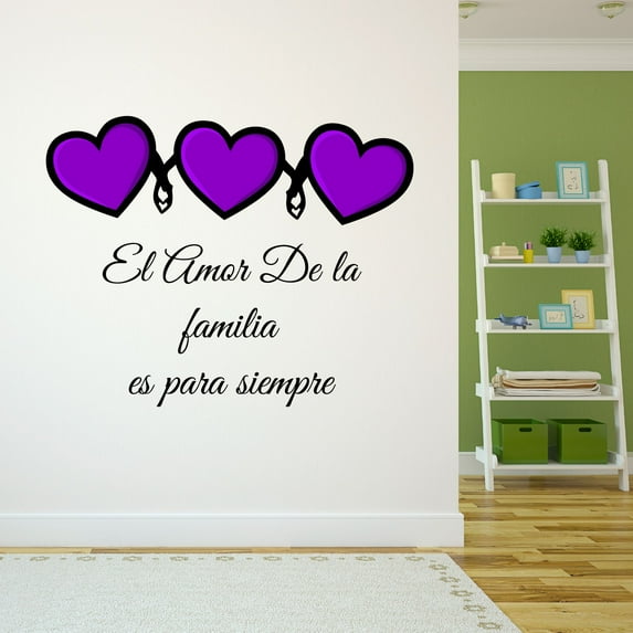 Spanish Wall Decals for Children Bedroom - El Amor de la Familia es para Siempre Forever Family Quote in Spanish Home Wall Sticker - Size: 20 In x 16 In