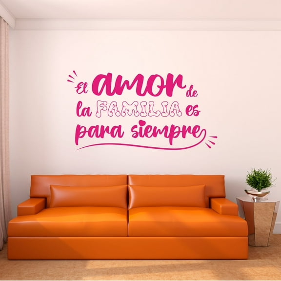 Spanish Wall Decals for Children Bedroom - El Amor de la Familia es para Siempre Quote about Family Forever in Spanish Home Wall Sticker - Size: 10 In x 5 In