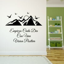 Spanish Wall Decals for Children Bedroom - Empieza Cada Dia Con Una Vision Positiva Inspirational Vision Quote in Spanish Home Wall Sticker - Size: 10 In x 8 In