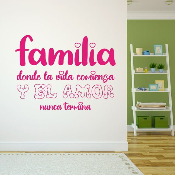 Spanish Wall Decals for Family Living Room - Familia donde la vida comienza y el amor nunca termina Family Quote Lettering in Spanish Home Wall Sticker - Size: 10 In x 7 In