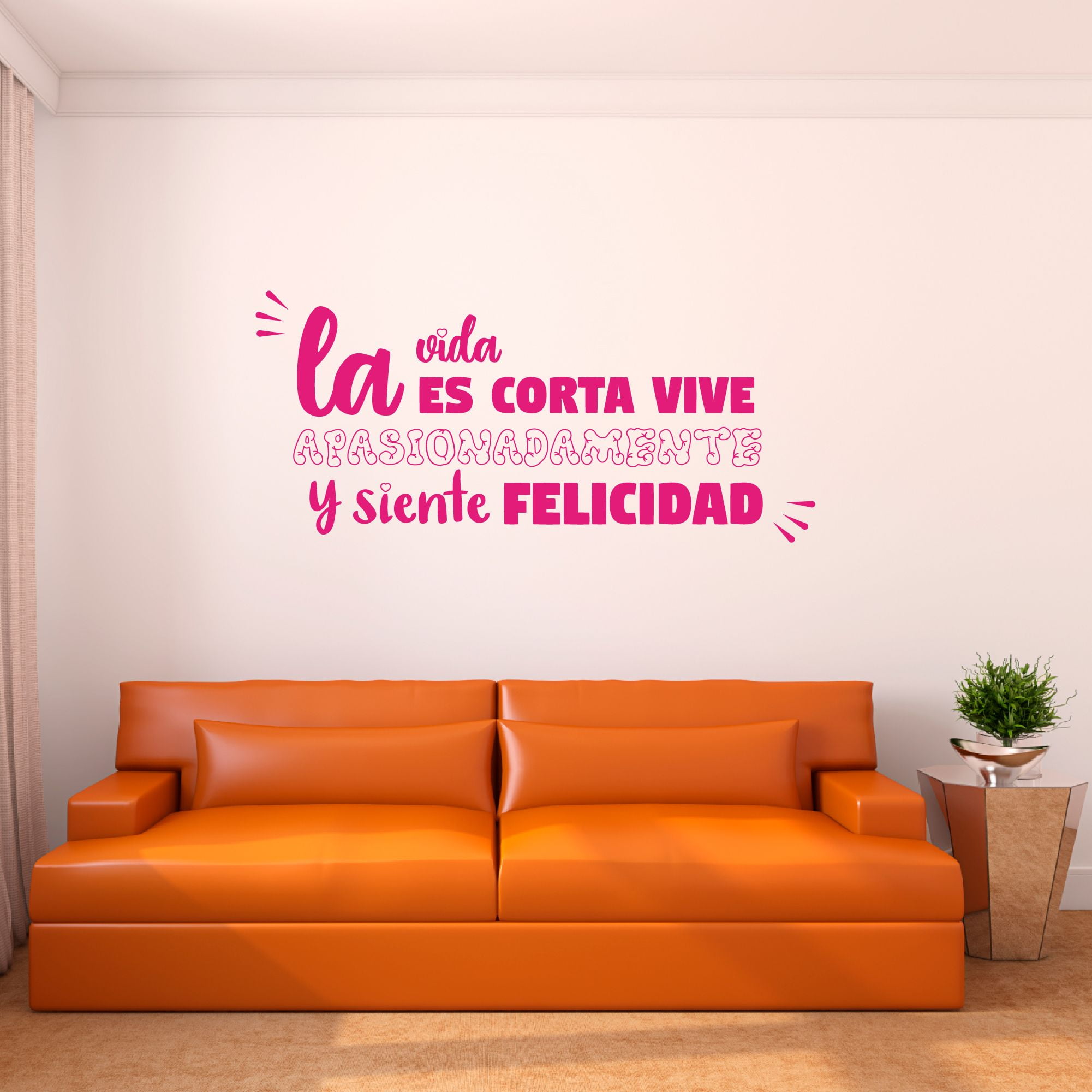 Spanish Wall Decals for Family Living Room - La vida es corta Vive