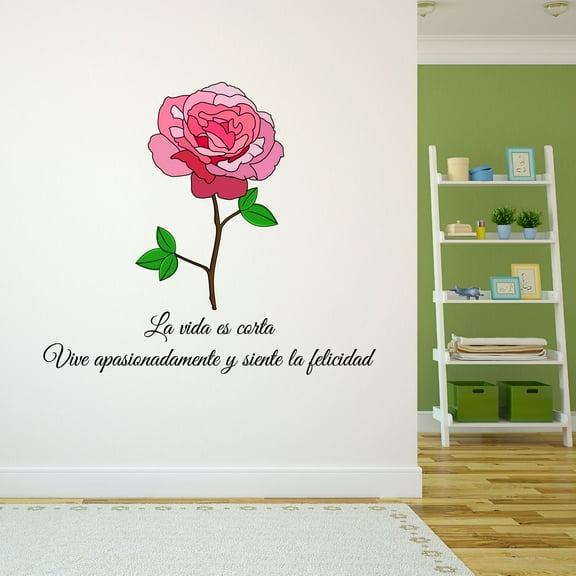 Spanish Wall Decals for Family Living Room - La vida es corta Vive apasionadamente y siente la Your Life To The Fullest Quote Home Wall Sticker - Size: 10 In x 9 In