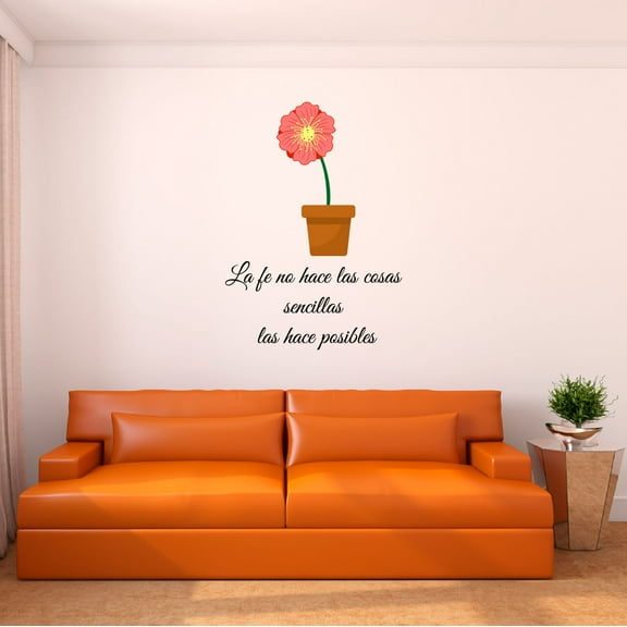 Spanish Wall Decals for Girls Bedroom - la fe no hace las cosas sencillas las hace posibles Bible Verse Luke 1:37 in Spanish Home Wall Sticker - Size: 7 In x 10 In