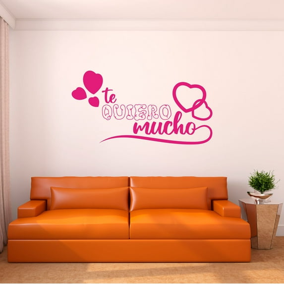 Spanish Wall Decals for Children Bedroom - Te quiro mucho I Love You so Much Wording in Spanish Home Wall Sticker - Size: 40 In x 20 In