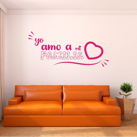 Spanish Wall Decals for Children Bedroom - Yo Amo A Mi Familia I Love My Family Unique Quote Lettering Home Wall Sticker - Size: 10 In x 4 In
