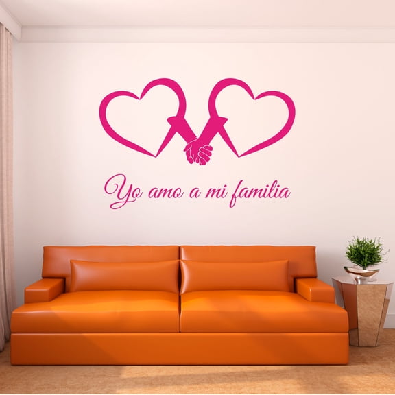 Spanish Wall Decals for Children Bedroom - Yo Amo A Mi Familia Love for Family Quote Home Wall Sticker - Size: 10 In x 7 In