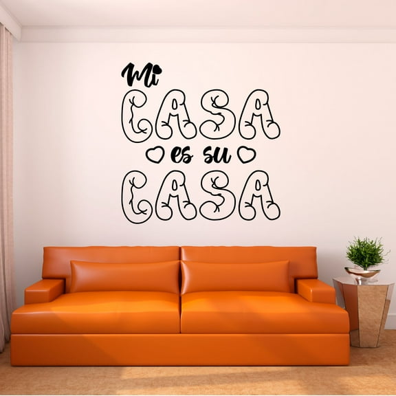 Spanish Wall Decals for Family Hallway - Mi casa es su casa Spanish Welcome Expression Typography Home Wall Sticker - Size: 10 In x 10 In