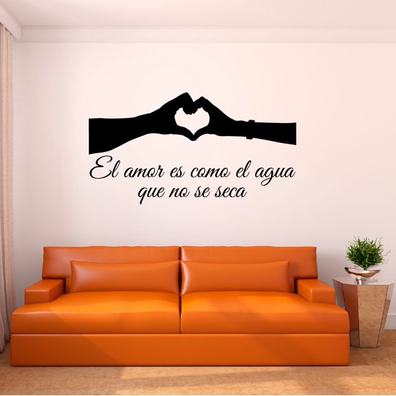 Spanish Wall Decals for Family Living Room - El amor es como el agua que no se seca Love Motivational Quote Home Wall Sticker - Size: 10 In x 5 In