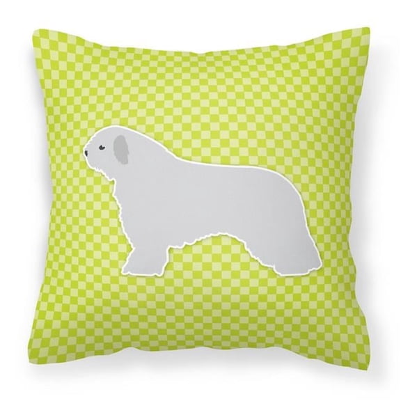 Spanish Water Dog Checkerboard Green Fabric Decorative Pillow