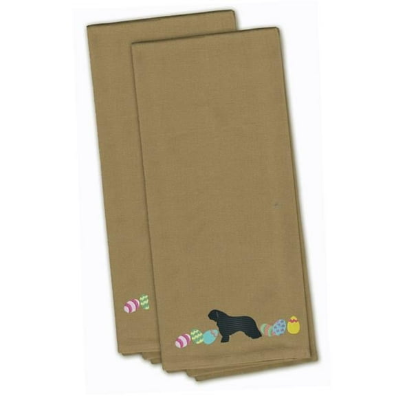 Spanish Water Dog Easter Tan Embroidered Kitchen Towel - Set of 2