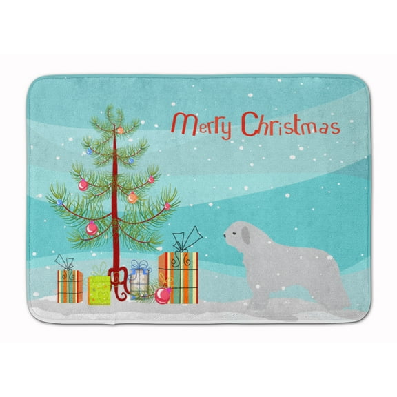 Spanish Water Dog Merry Christmas Tree Machine Washable Memory Foam Mat