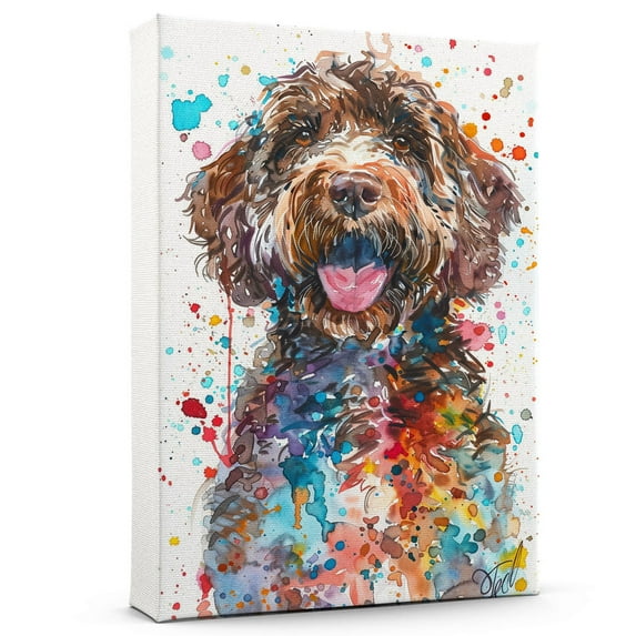 Spanish Water Dog Wall Art Animal Oil Painting On Canvas Poster Dog Watercolor Colorful Cute Dogs Aesthetic Room Decor Canvas Poster Unframe 8x12 inch