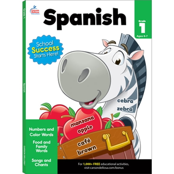 Pre-Owned Grade 1 Spanish Workbook for Kids, Numbers, Colors, Songs, Vocabulary and More, Spanish Language for Beginners