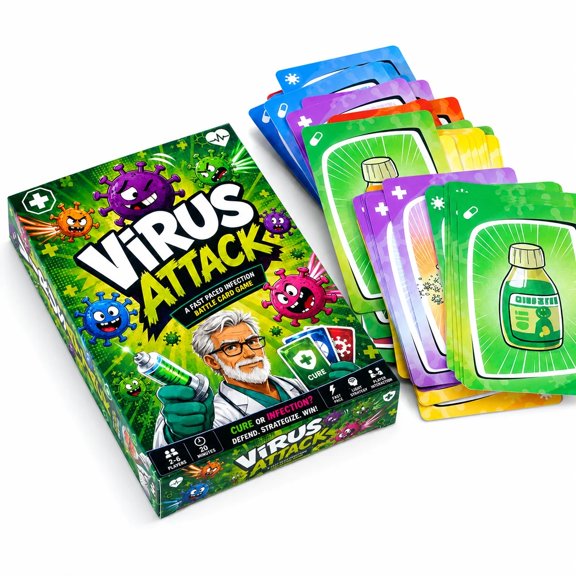 Spanish card game Attack Fast Paced Infection Battle Card Game Collect Healthy Organs Use Medicine Build Immunity