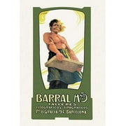 Spanish poster advertising the Barral Brother printing business.  Shown is a man holding a lithographic stone. Poster Print by M. Xiro (24 x 36)