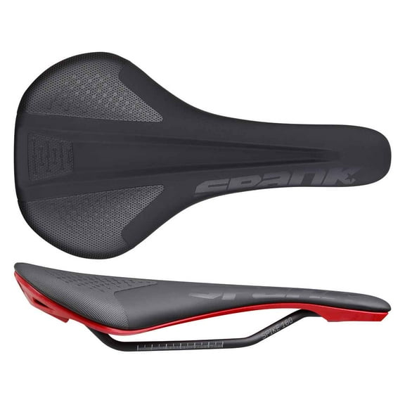 Spank SPIKE 160 Saddle Black Red | Low Friction Synthetic Skin w/ Anti-Slip Zone