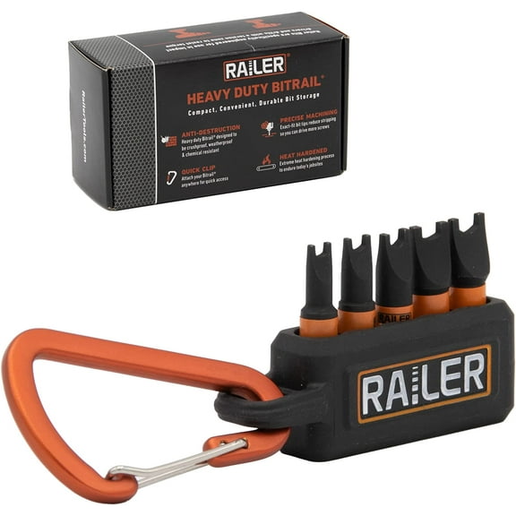 Spanner Screwdriver Bit Set - Railer 5PC S2 Steel 1" Spanner Impact Driver Bit Set With A Tool Storage Bit Holder & Carabiner