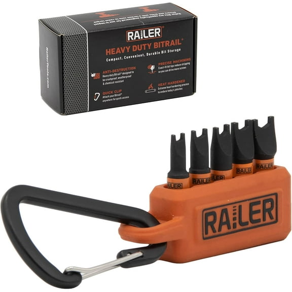 Spanner Screwdriver Bit Set - Railer 5PC S2 Steel 1" Spanner Impact Driver Bit Set With A Tool Storage Bit Holder & Carabiner