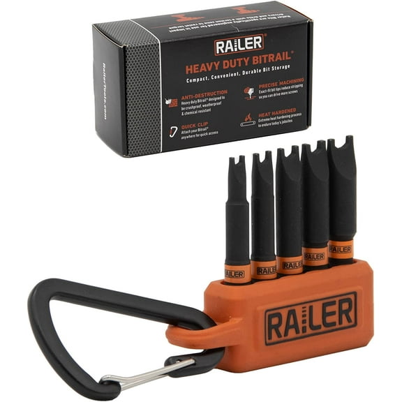 Spanner Screwdriver Bit Set - Railer 5PC S2 Steel 2" Spanner Impact Driver Bit Set With A Tool Storage Bit Holder & Carabiner