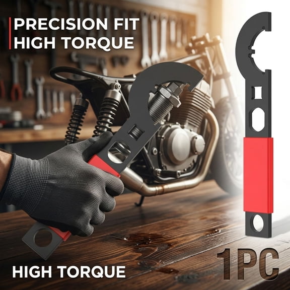 Coilover Spanner Wrench for Shock Adjustment, High Carbon Steel C-Hook Spanner Tool with Non-Slip PVC Handle, 1 Pack