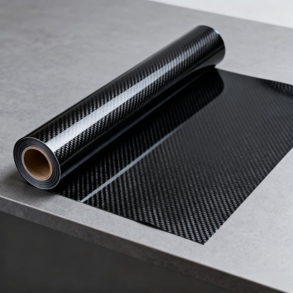 Spanning 12 x 60 Inches, 5D Gloss Black Carbon Fiber Vinyl Wrap, Self-Adhesive Film for Automotive Exterior Customization